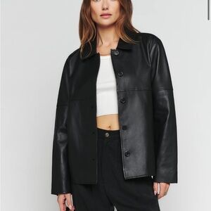 Reformation x VEDA leather button up